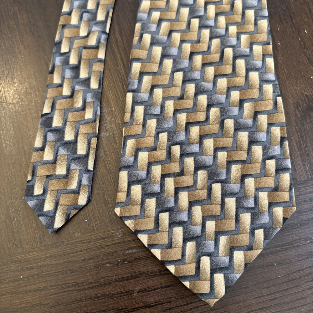Grateful Dead Men's Neck Tie Brown Gray Geometric Shakedown Street Ninth Set 4”